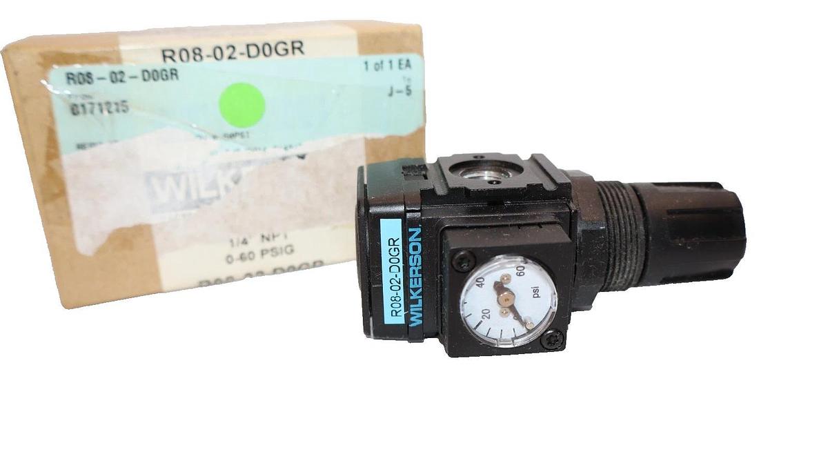 Wilkerson R08-02-D0GR , R0802D0GR 0-60psi 1/4" NPT Air Regulator (New)