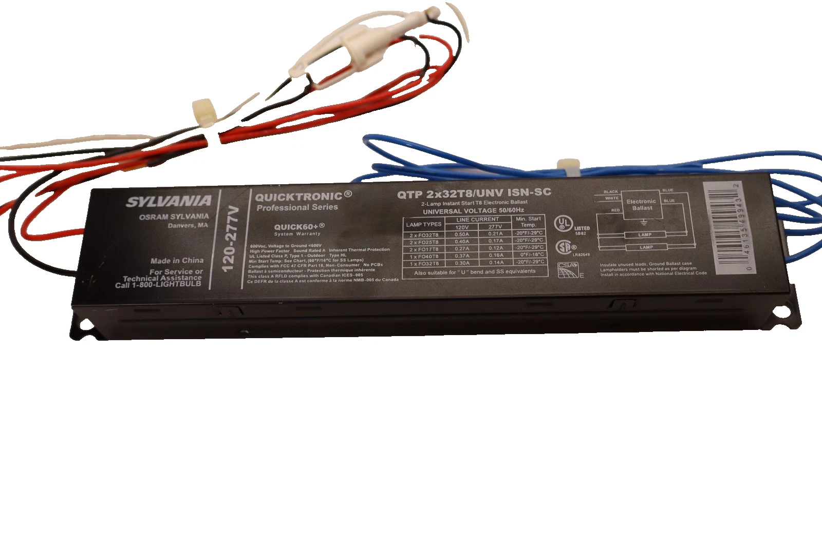 Sylvania 2-Lamp T8 Electronic Ballast QTP 2x32T8/UNV ISN-SC (New - Lot of 2)