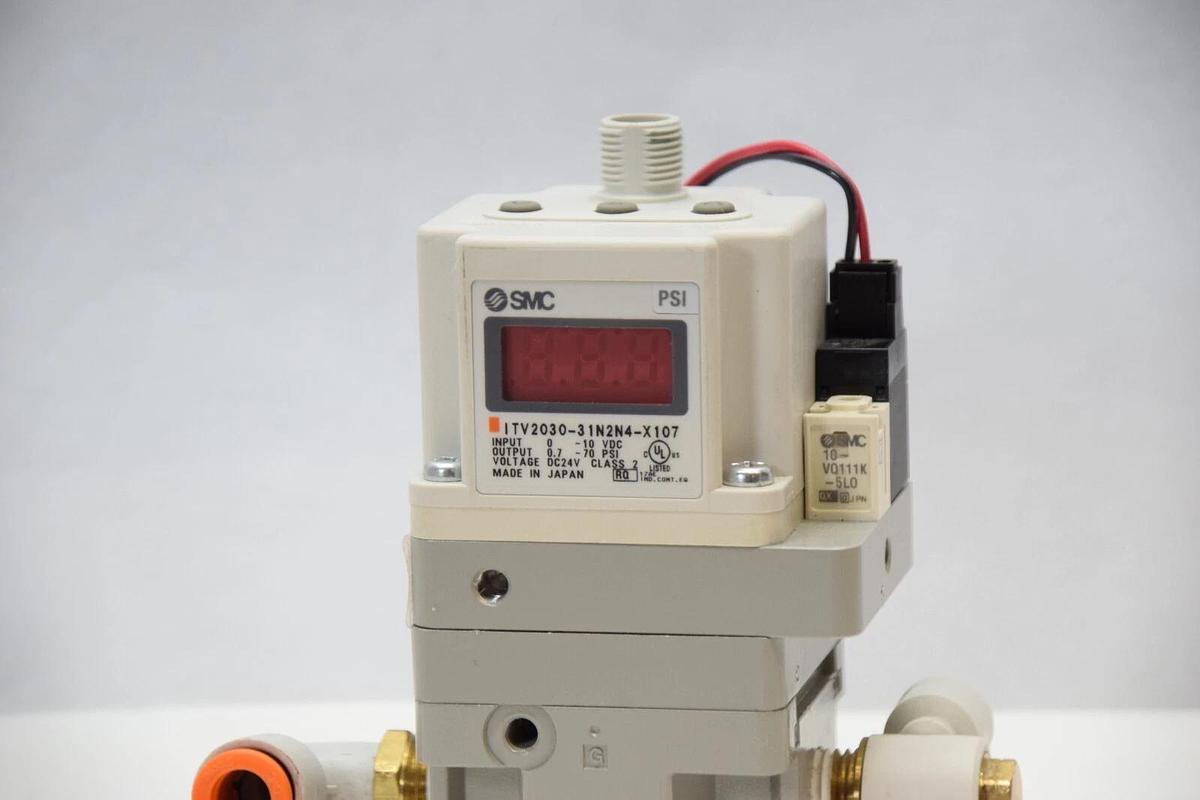 Used SMC ITV2030-31N2N4-X107 0-10Vdc / 0.7-70psi 24V Electro Pneumatic Regulator