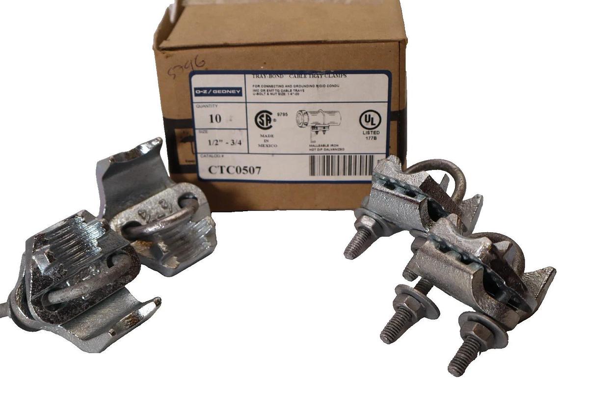 (NEW - BOX OF 10) O-Z / GEDNEY CTC0507 1/2"-3/4" Tray-Bond Cable Tray Clamp