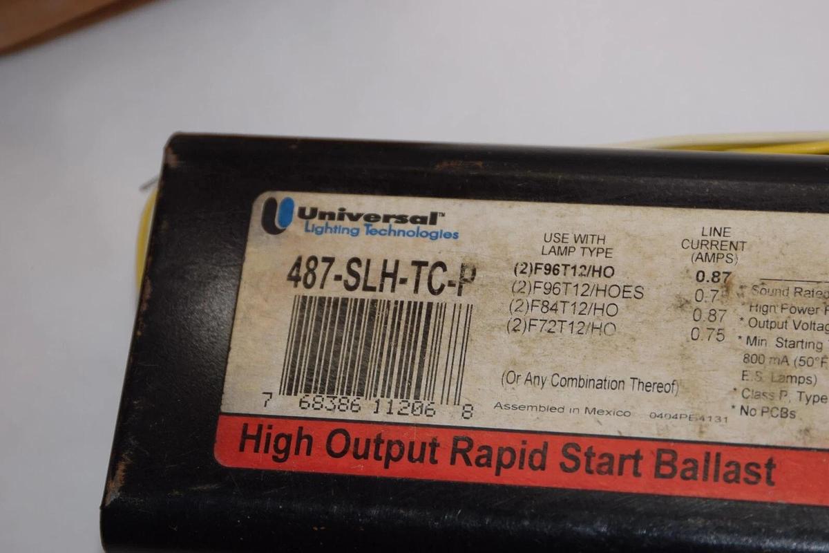 (NEW) UNIVERSAL LIGHTING TECH. 487-SLH-TC-P 277V High Output Rapid Start Ballast