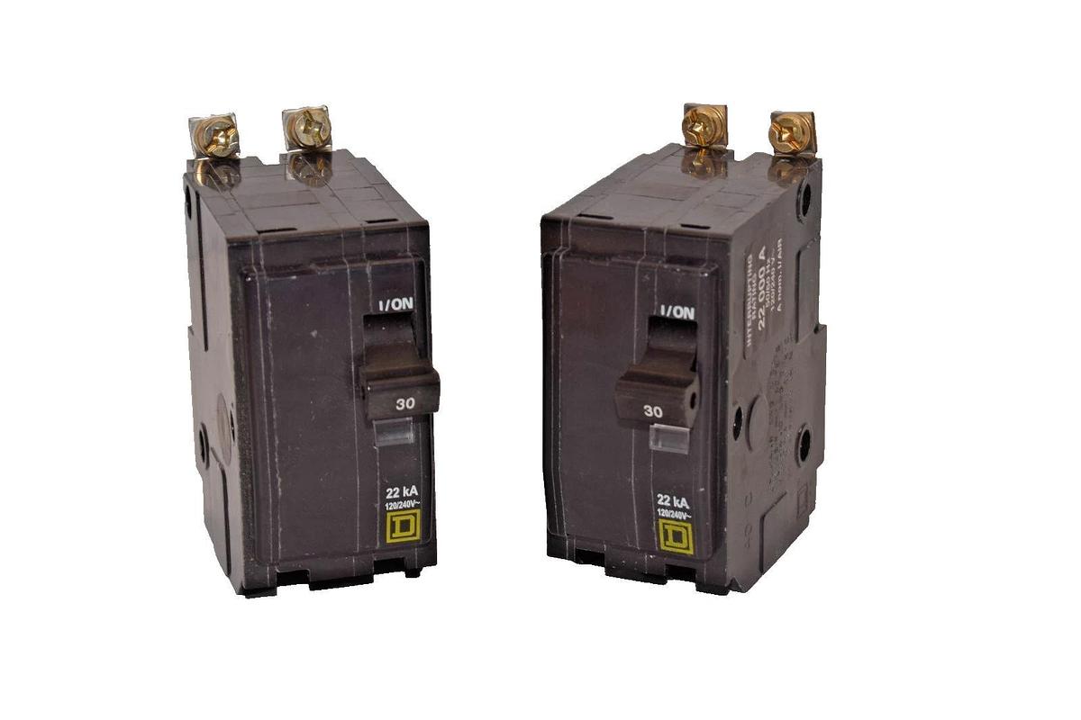 Used Square D QOB230VH 30A 30 A Amp 2P 22kA 120/240V Circuit Breaker (Lot of 2)
