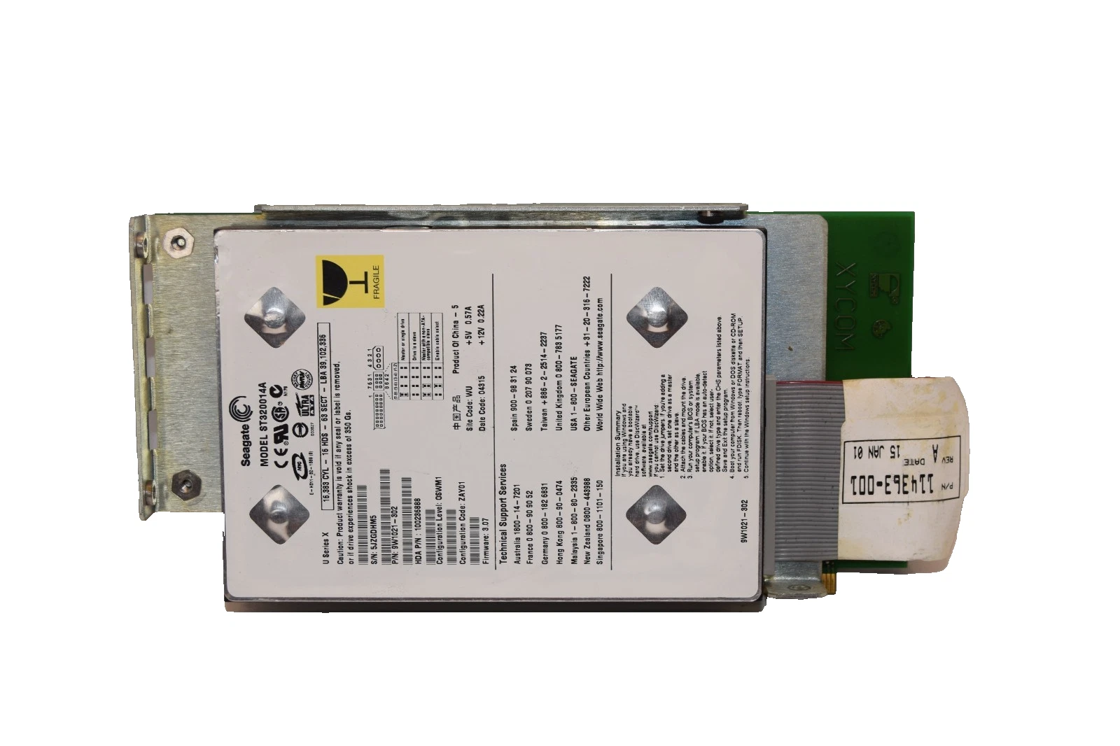 Used XYCOM 118495-001 3-Slot Card Module with ST320014A Internal Hard Drive