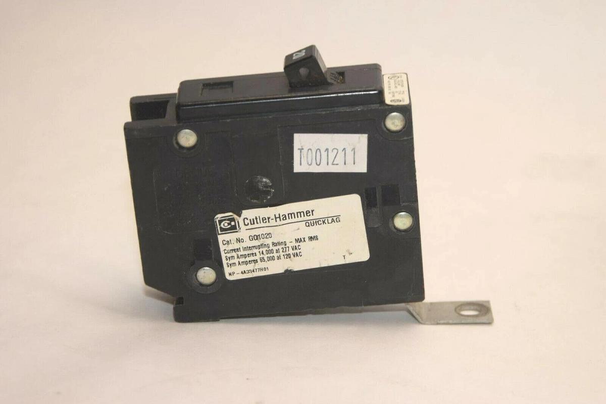 Used (LOT OF 4) CUTLER HAMMER GQ1020 20A 20 Amp A 277Vac 1P Circuit Breaker