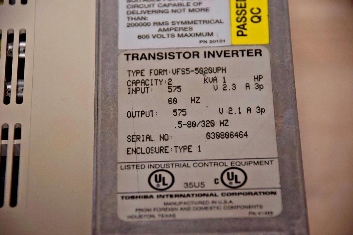 Toshiba VFS5-5020UPH Transistor Inverter AC Drive 2.1A 1Hp 575V 2 KVA 1HP (NEW)