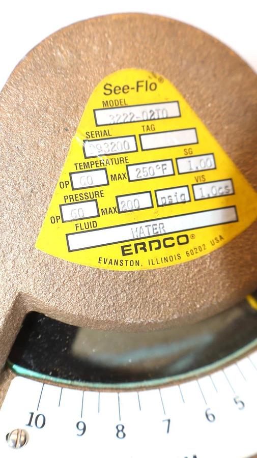 See-Flo ERDCO 200psig Water Flow Meter Brass 3222-02T0 322202T0 (New)