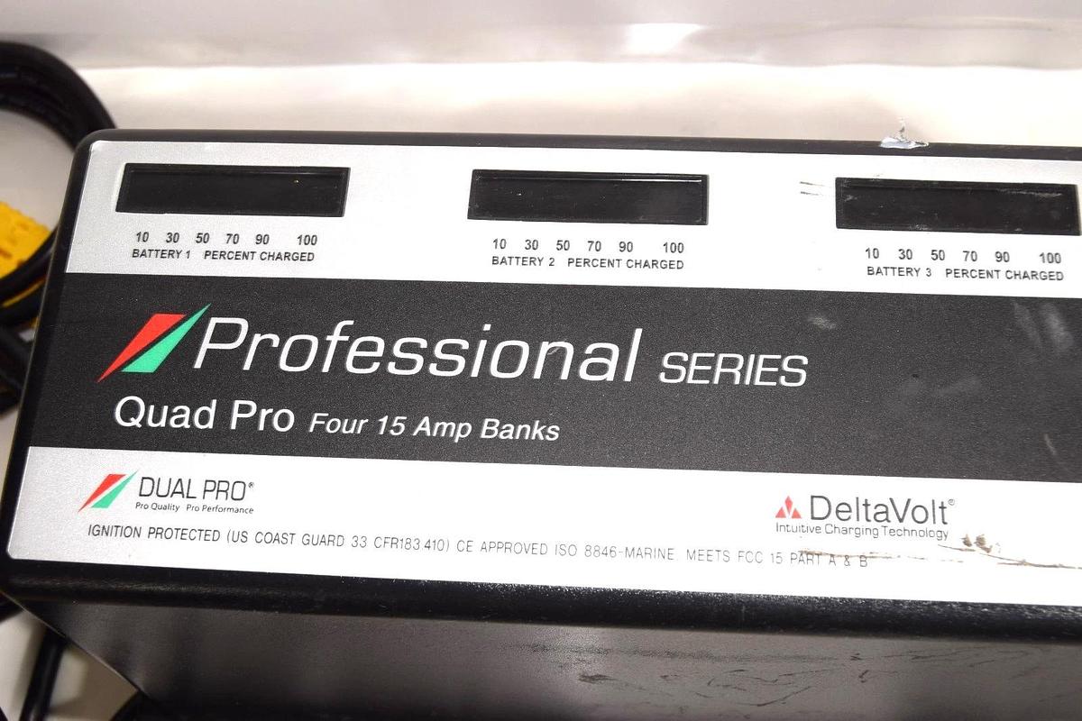 Used DeltaVolt PS4 Quad Pro Four 15Amp (4-Banks) Lithium Marine Battery Charger Boat