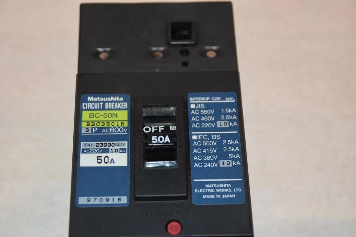 Used Matsushita 50 amp Circuit Breaker BC-50N BBC3501N 3 pole 50A 50 A