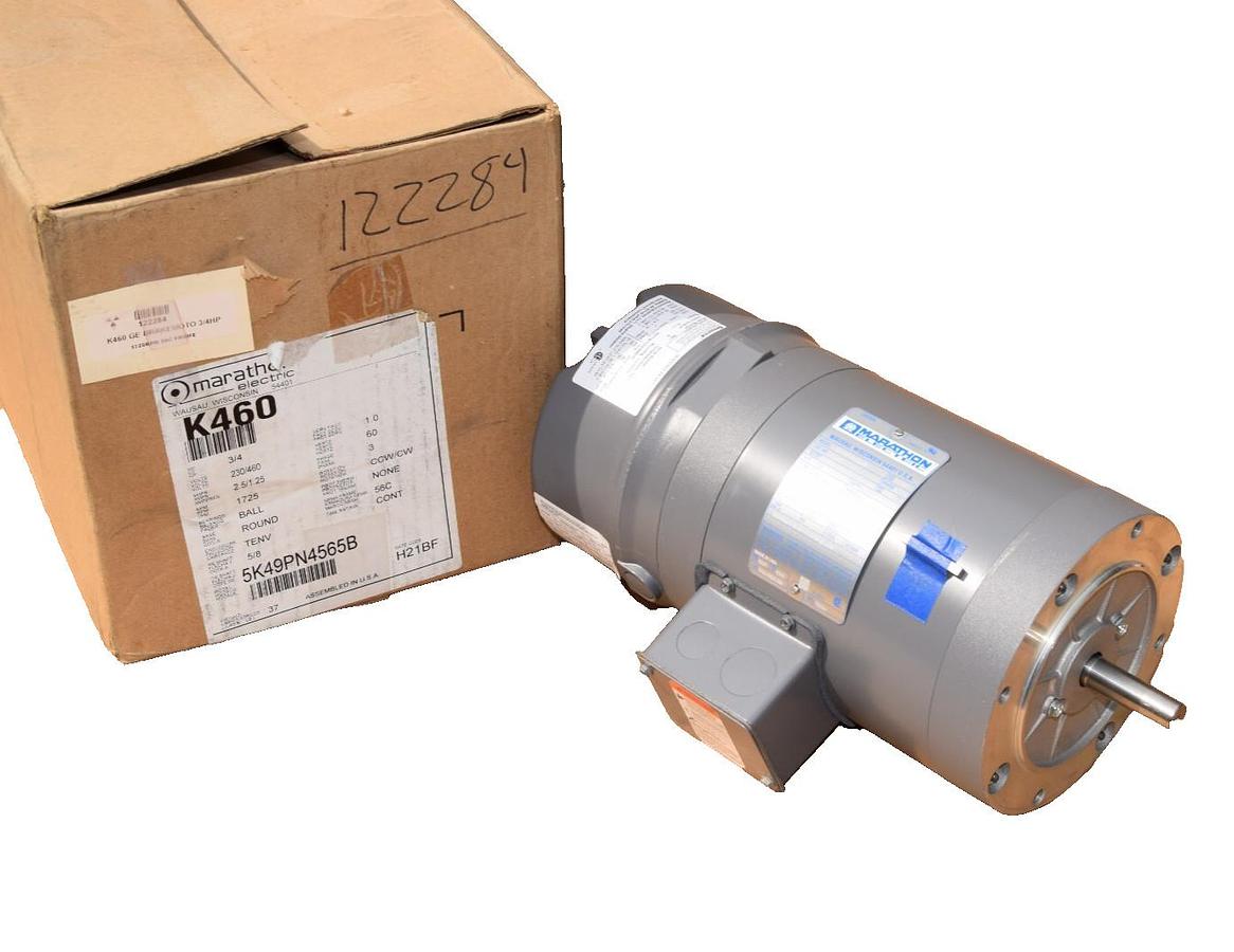Used Marathon K460 Motor w/ Stearns Brake 3/4hp .75hp 230/460v 3ph 5K49PN4565B  (NEW)