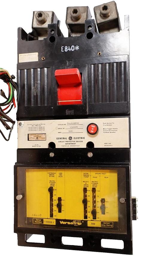 Used General Electric GE Breaker THJS3605G 500A 500 Amp 600v 3p VersaTrip Mod 2