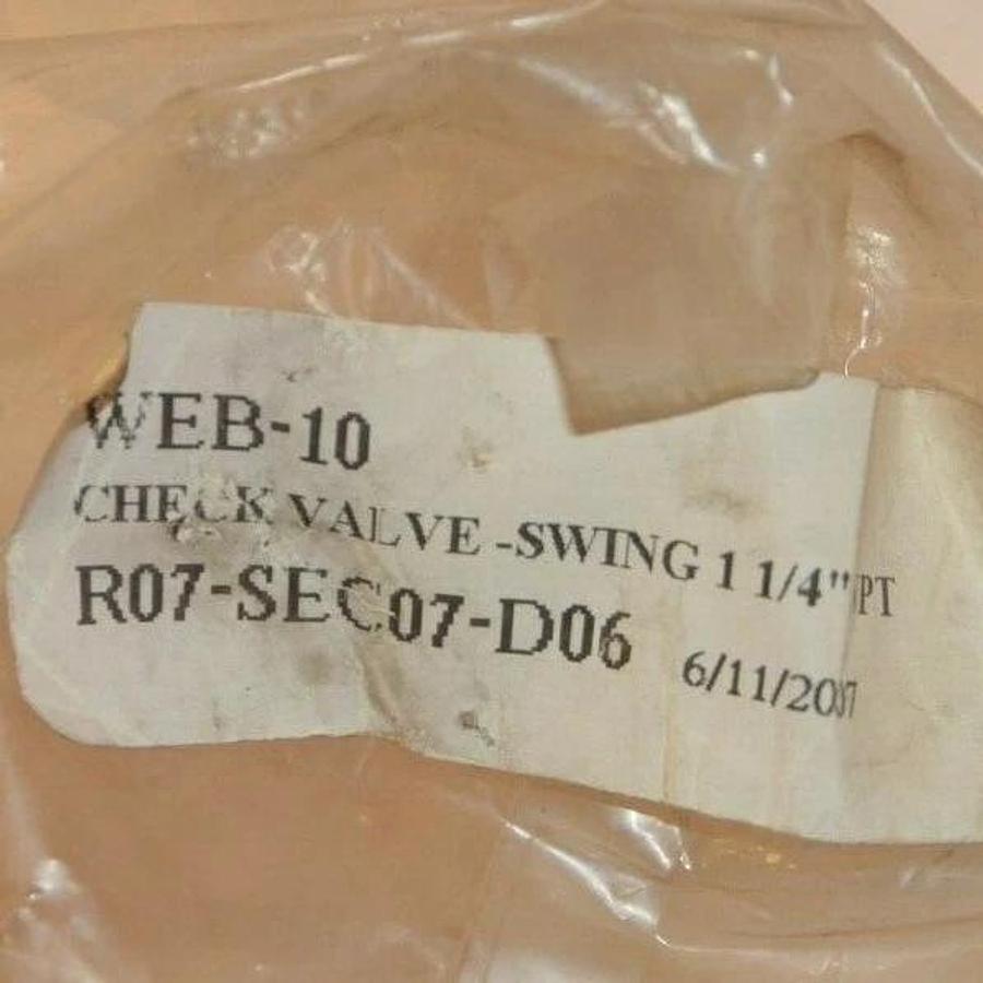 (NEW) WEBSTONE R07-SEC07-D06 WEB-10 1-1/4" Brass Swing Check Valve