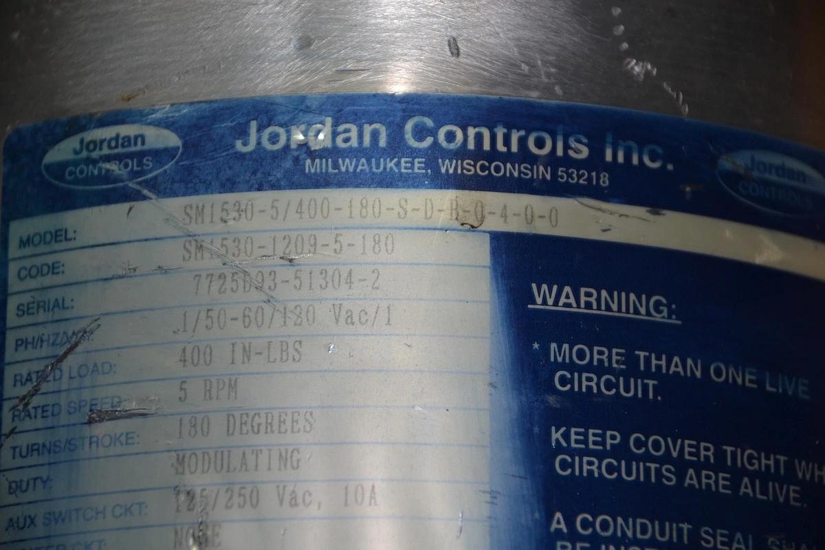 Used JORDAN CONTROLS INC. SM-1530-5/400-180-S-D-B-0-4-0-0  ROTARY ACTUATOR