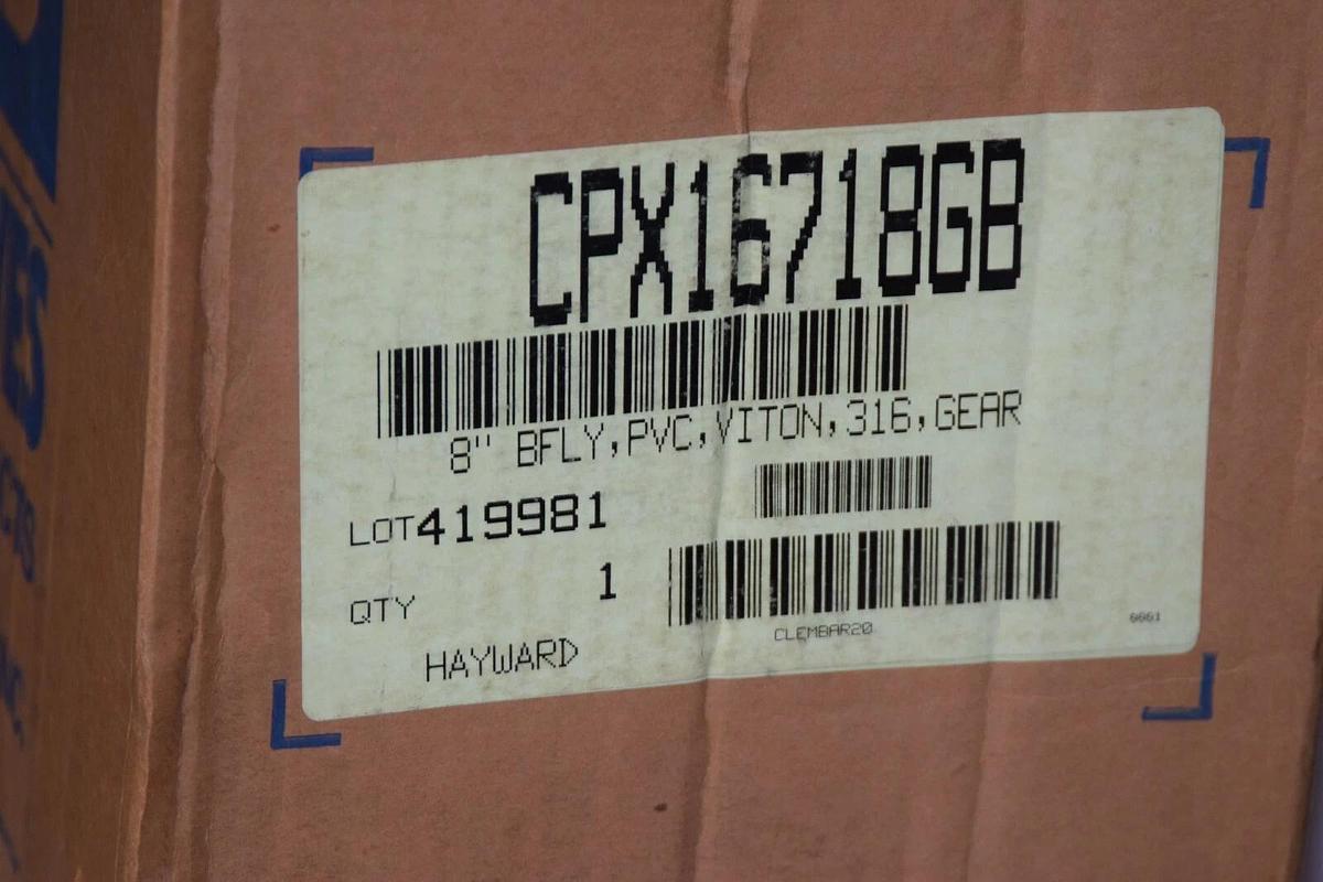 (NEW) CEPEX Hayward CPX16718GB 8" PVC Viton 316 Gear Butterfly Valve