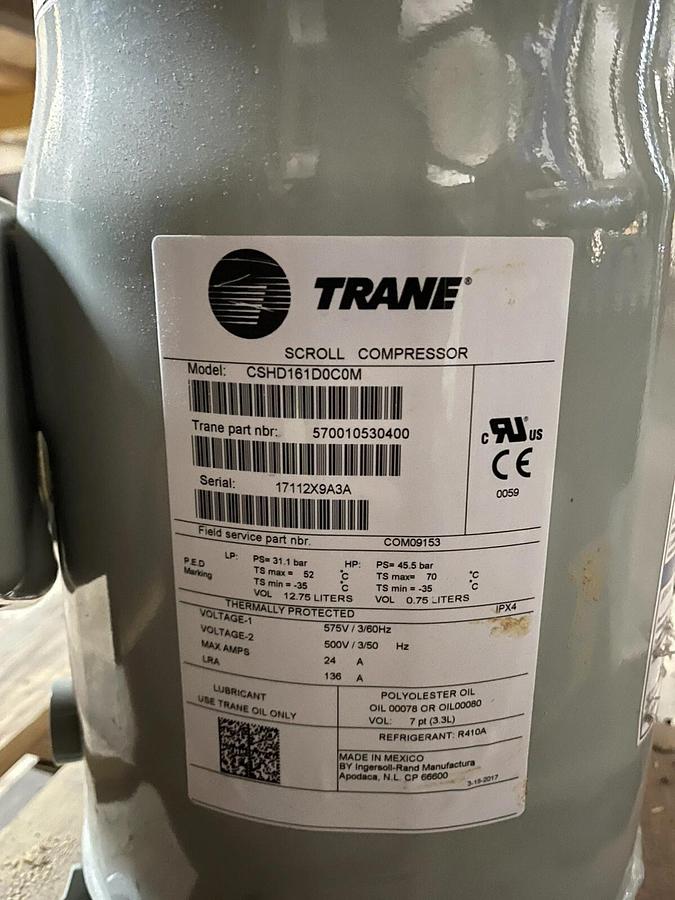(New) TRANE R-410A HVAC Scroll Compressor CSHD161D0C0M 575V 3PH 570010530400