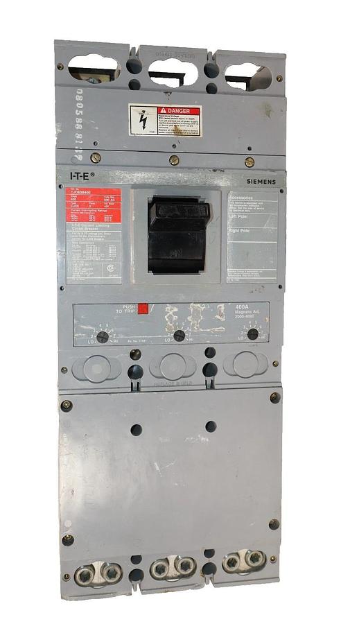 Used Siemens I-T-E Sentron Circuit Breaker CJD63B400 400A 400 Amp 3p w/ 400A Adj Trip
