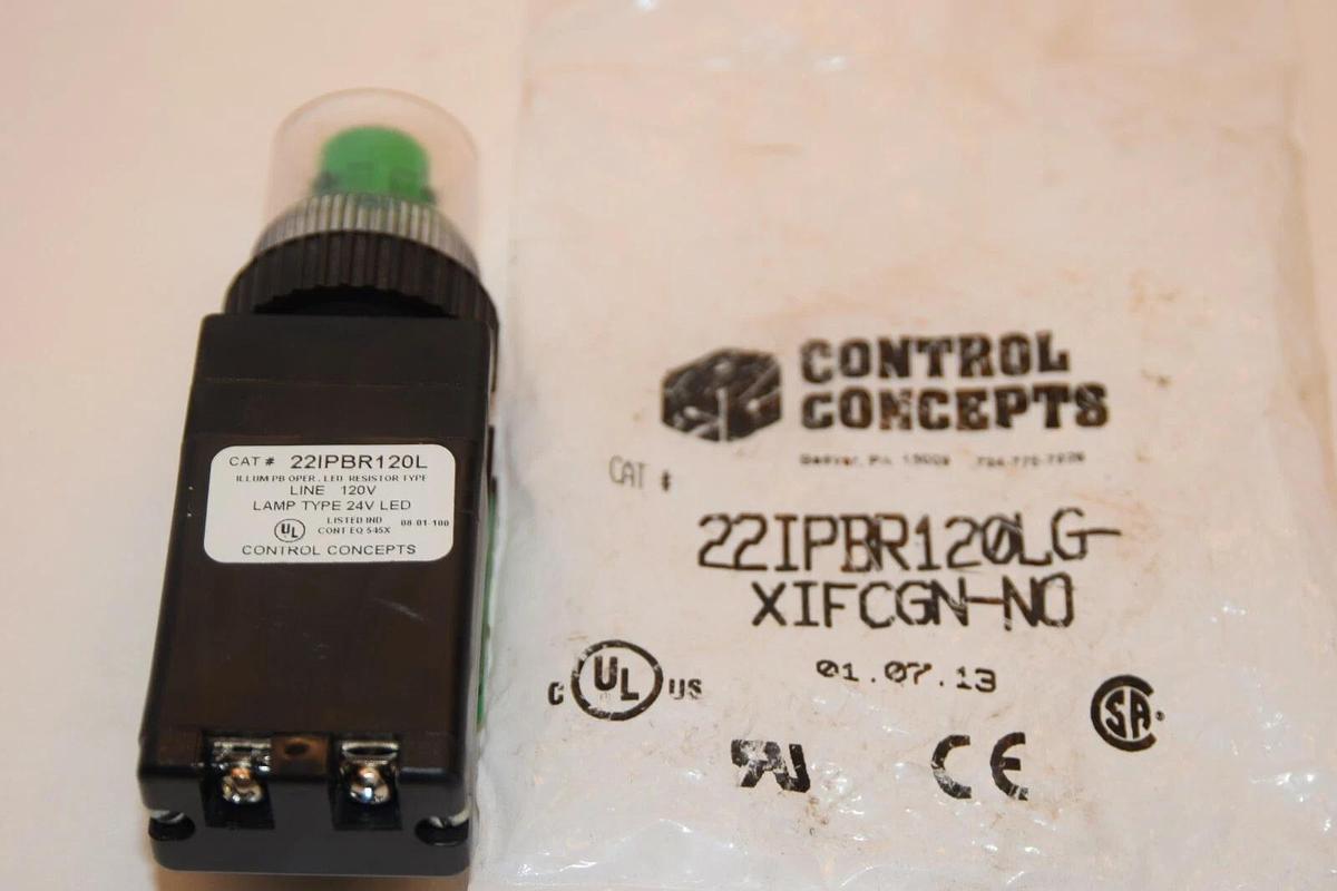 (NEW) CONTROL CONCEPT 22IPBR120LG-XIFCCGN-N0 22IPBR120L 120V Indicator Light