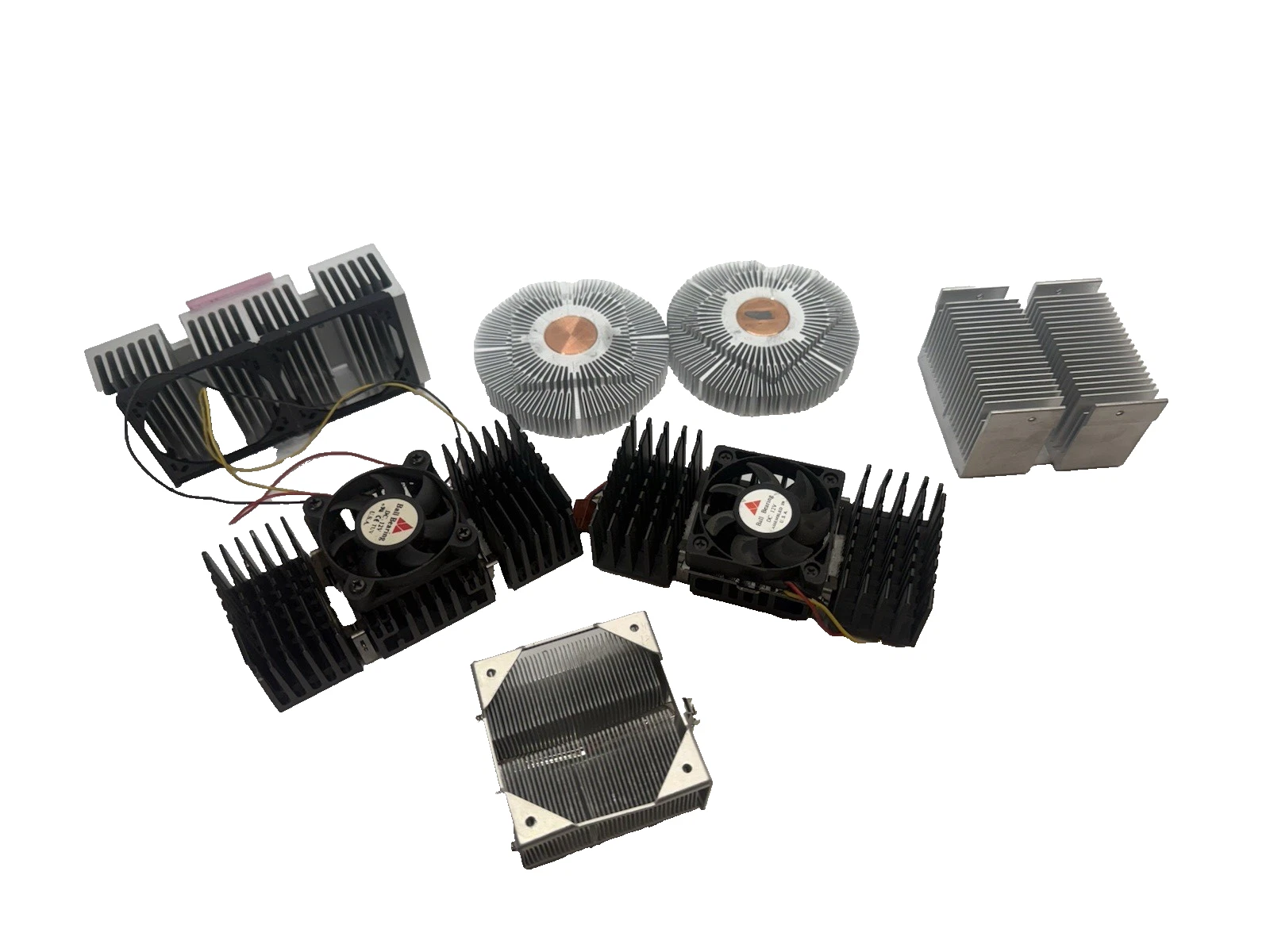 Used Large lot of small Aluminum/ copper Heat Sinks, Heat sink lot as seen