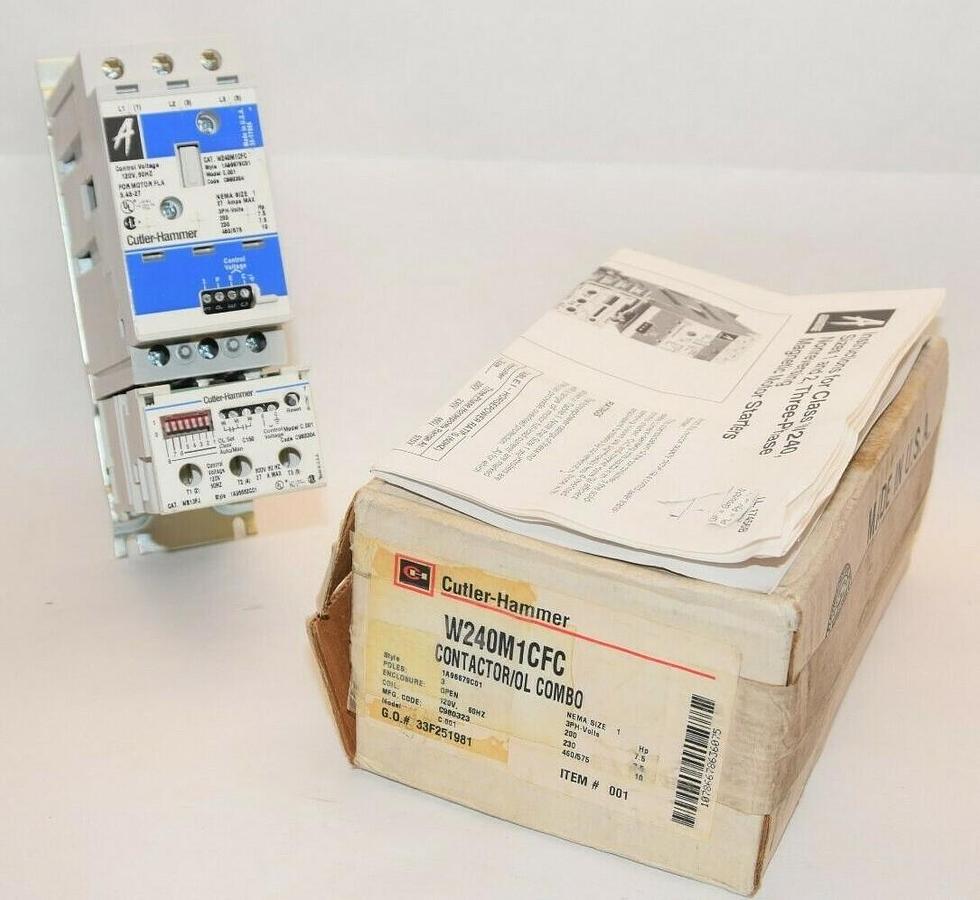 (NEW) CUTLER HAMMER W240M1CFC 3P 27A 3Phs Coil Contactor / OL Combo WB13FJ