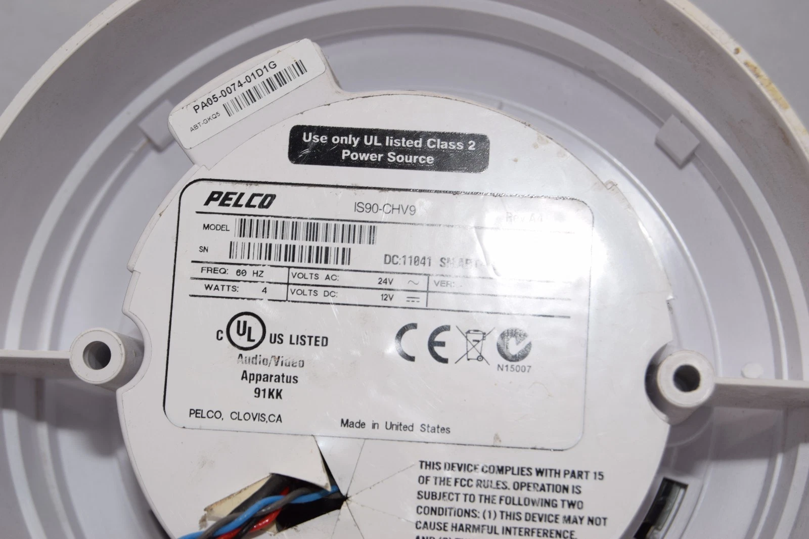 Used Pelco Dome Security Camera IS90-CHV9 1S90CHV9 3.0-9.5mm  , White