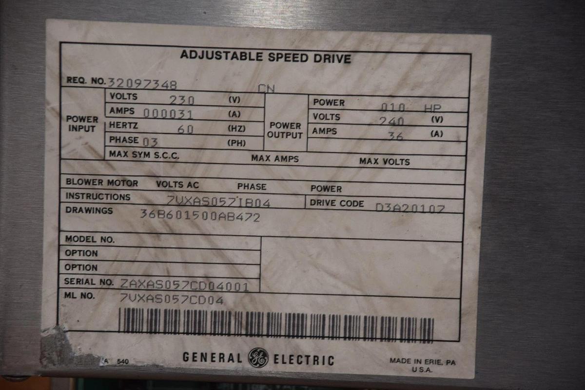 Used GE GENERAL ELECTRIC DC-300 Adjustable speed drive 10HP 10 HP 7VXAS057CD04