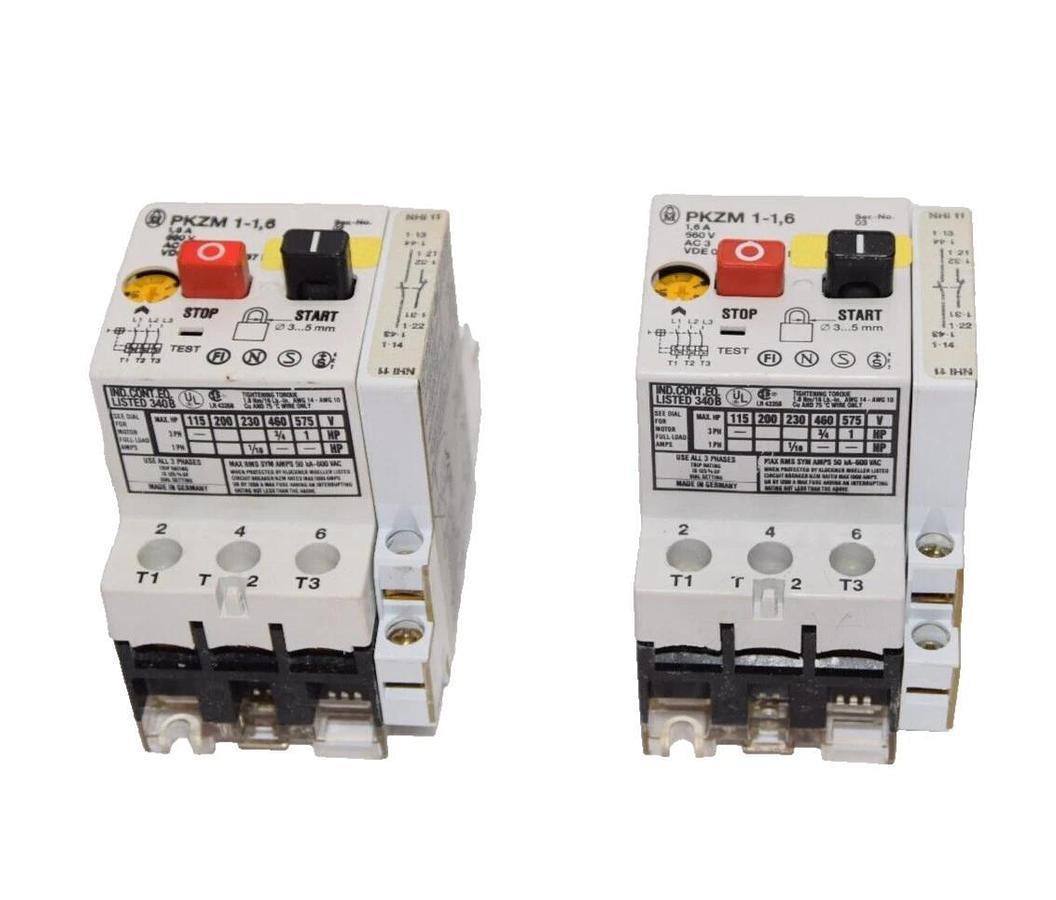 Used (Lot of 2) MOELLER PKZM 1-1,6 1-1,6Amp 660V Manual Starter/Protector