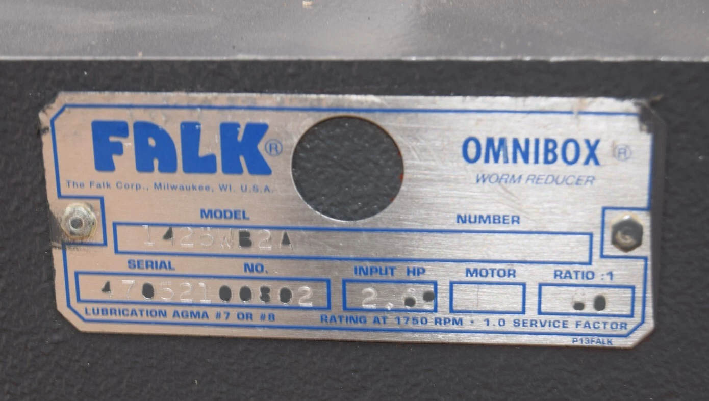 FALK Omnibox Worm Speed Reducer Gear Box 1425WB2A 60:1 2.69hp (NOS)