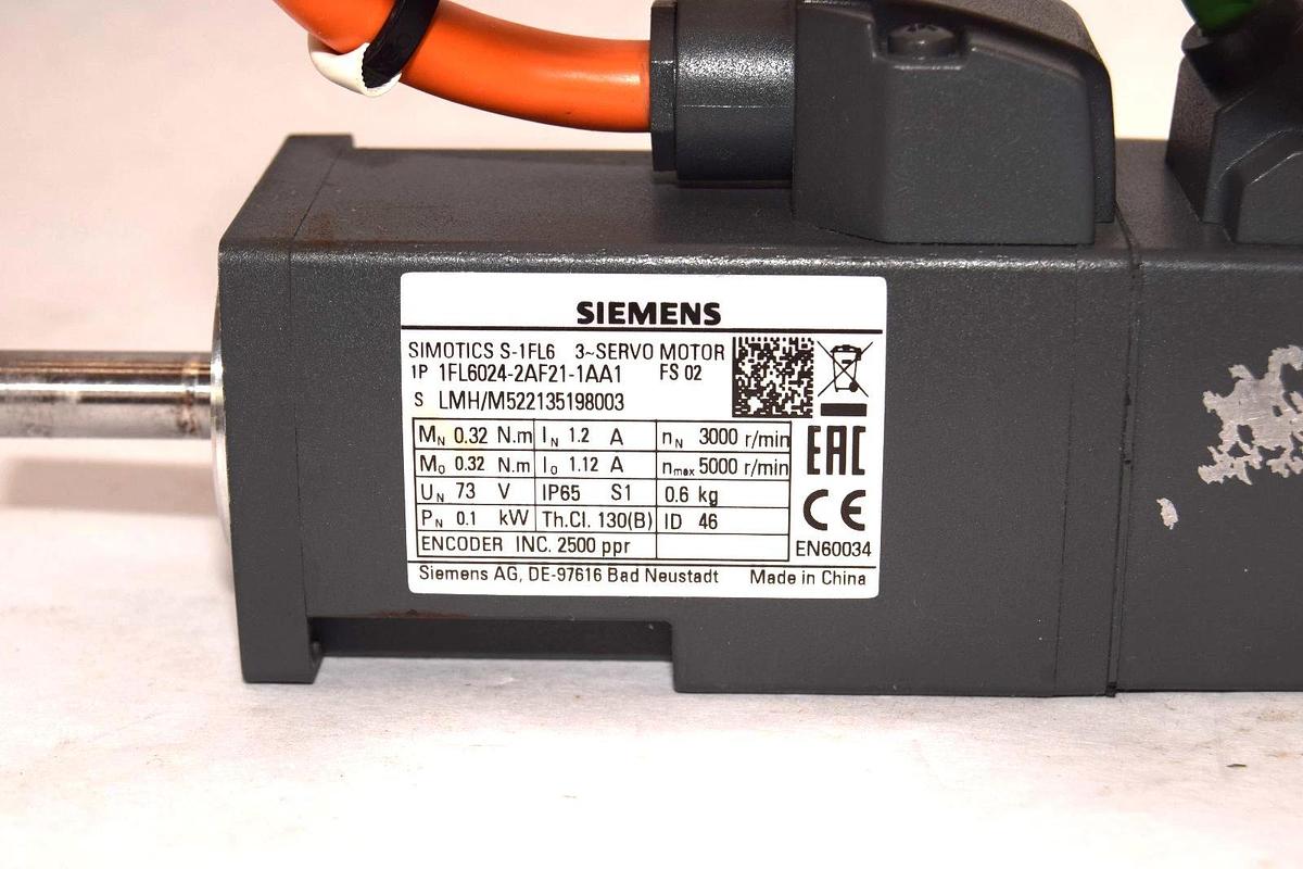 Used Siemens 1FL6024-2AF21-1AA1 , LMH/M522135198003 Servo Motor