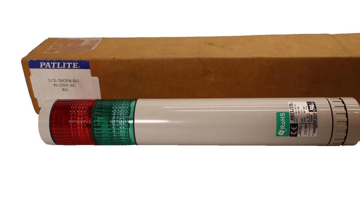 Patlite Signal Tower Light LCE-2M2FB-RG 90-250Vac Red/Green (New)