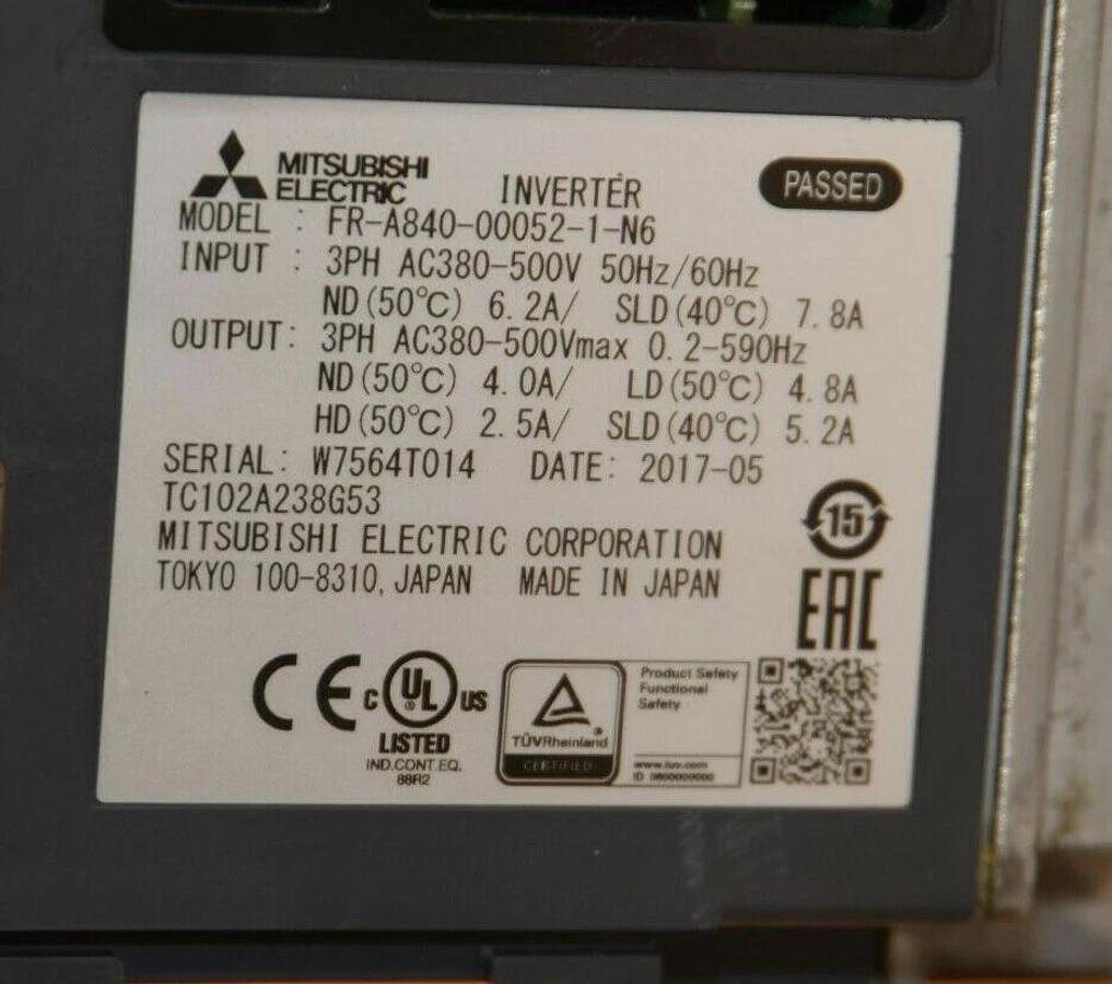 Used MITSUBISHI FR-A840-00052-1-N6 FRA840000521N6 3 Phase Inverter