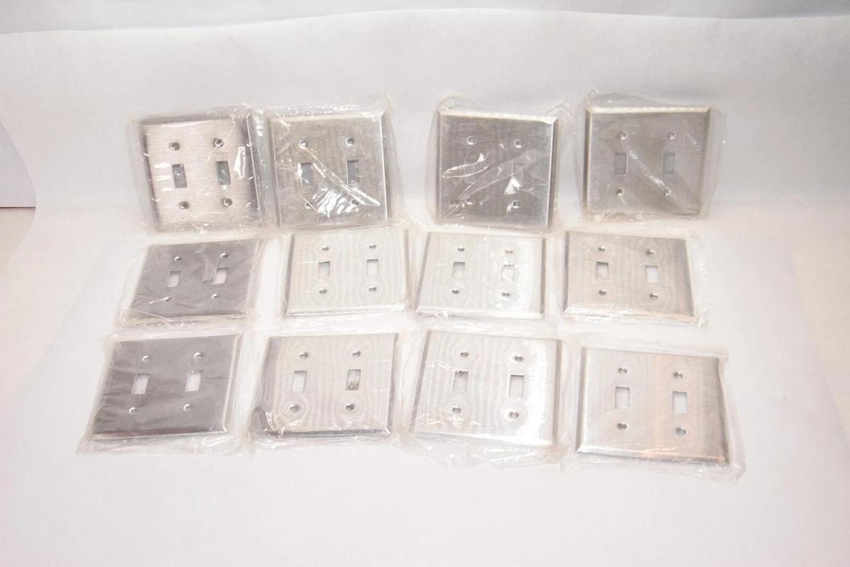 (NEW - Lot of 12) MULBERRY 50072 2-Gang Toggle Switch Stainless Steel Wallplate
