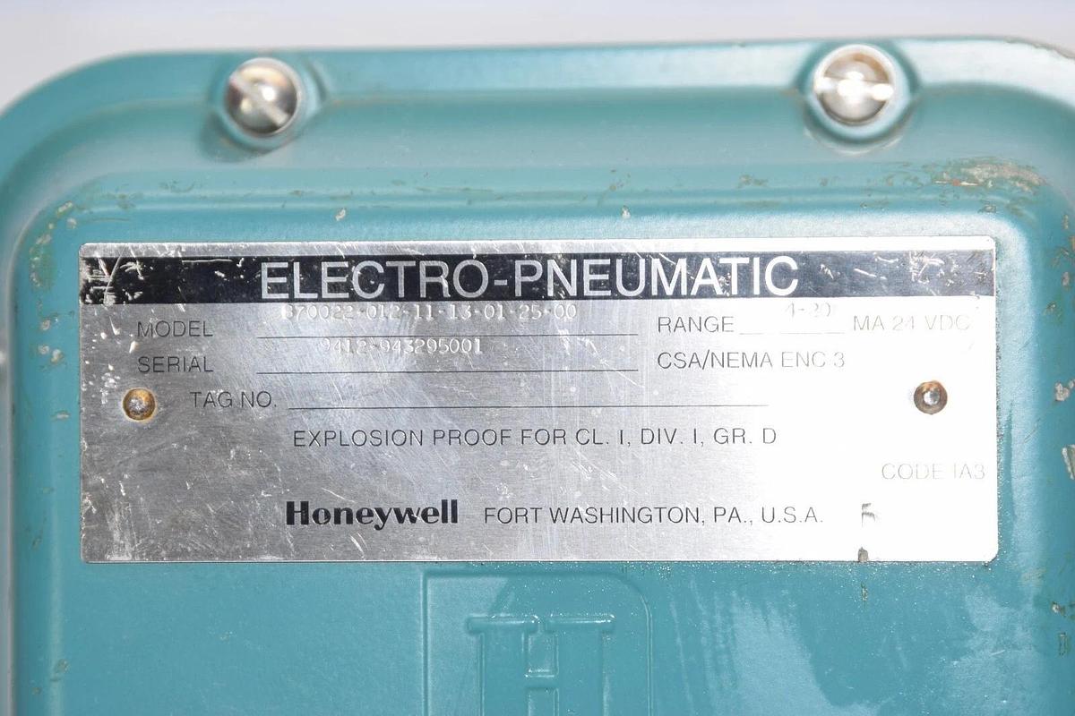 Used HONEYWELL 870022-012-11-13-01-25-00 4-20ma Electro-Pneumatic Valve Positioner
