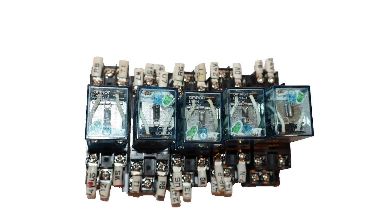 Used Omron LY2N-J , LY2NJ Relay with Base (Lot of 5)
