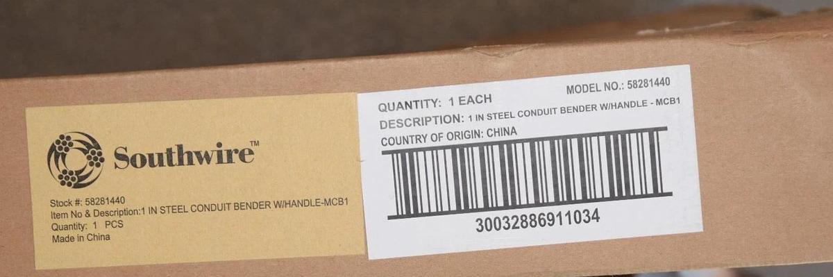 SOUTHWIRE TOOLS MCB1 58281440 1" Conduit Bender With Handle (NEW)