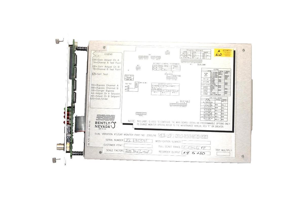 Used Bently Nevada 3300/16-02-01-00-00-00-00 Dual Vibration Monitor Module