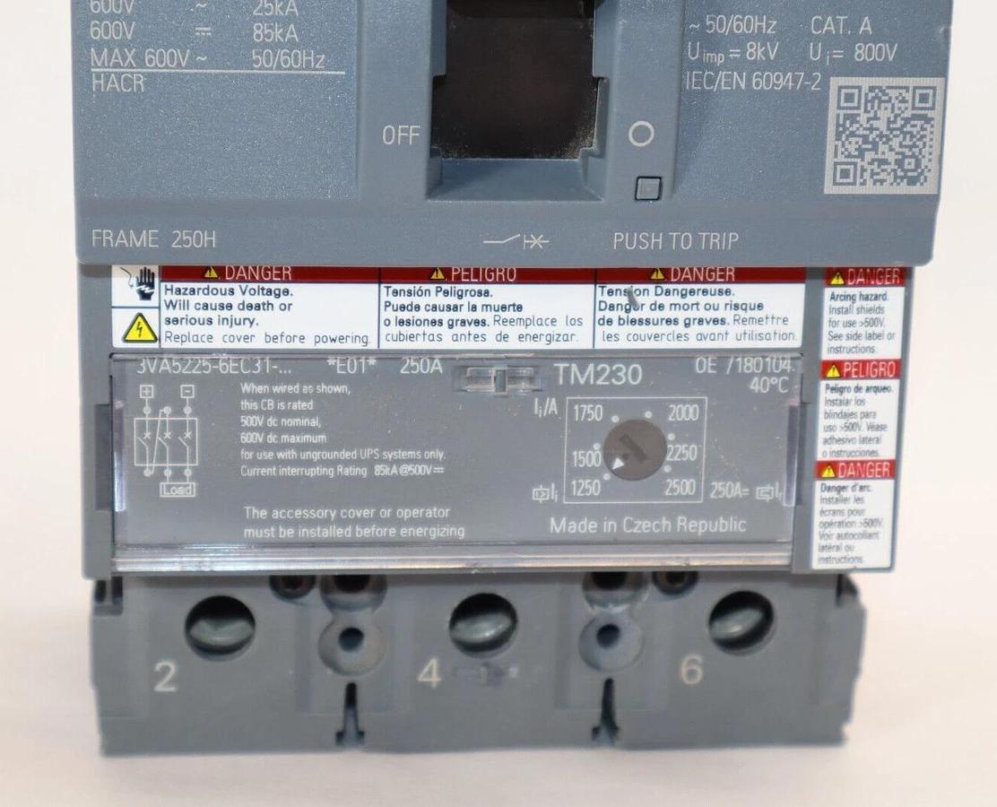 Siemens  3VA5 HFAS Circuit Breaker 250A 250 Amp 3VA5225-6EC31-0AA0 250H 3p NEW
