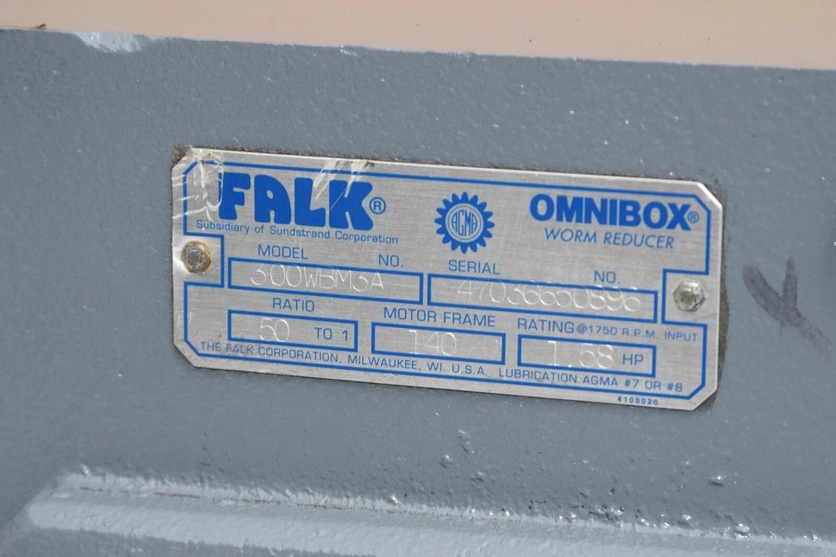 (NEW) FALK 300WBM3A Ratio 50:1 1.58Hp Worm Speed Reducer Gear Box
