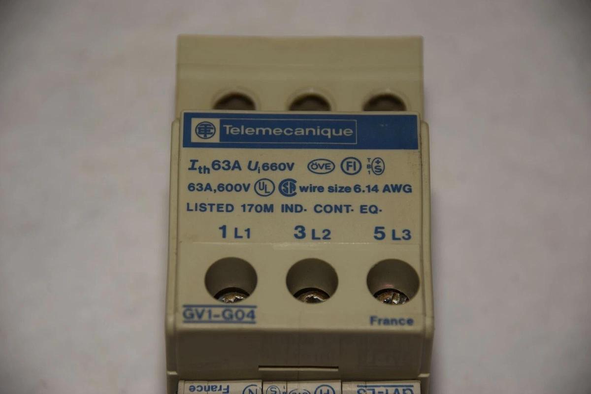 Used TELEMECANIQUE GV1-G04 GV1-G04-L3 MOTOR PROTECTOR CONTACT BLOCK ASSEMBLY