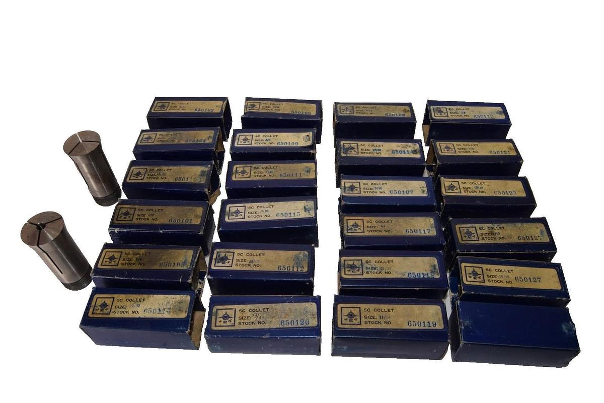 Used (Lot 25) JET 5C Collet Assorted Sizes 3/16, 1/2, 17/32, 3/4, 5/16, 13/16