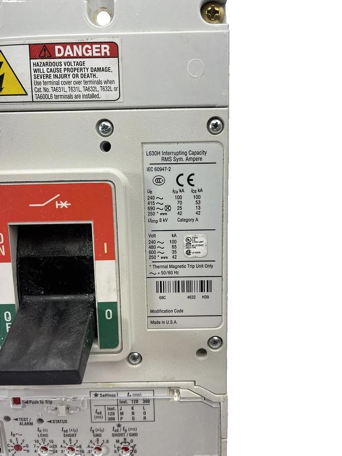 Used Eaton Cutler Hammer  LGH3630NN L630H 600A 600amp Breaker  69D4632G03