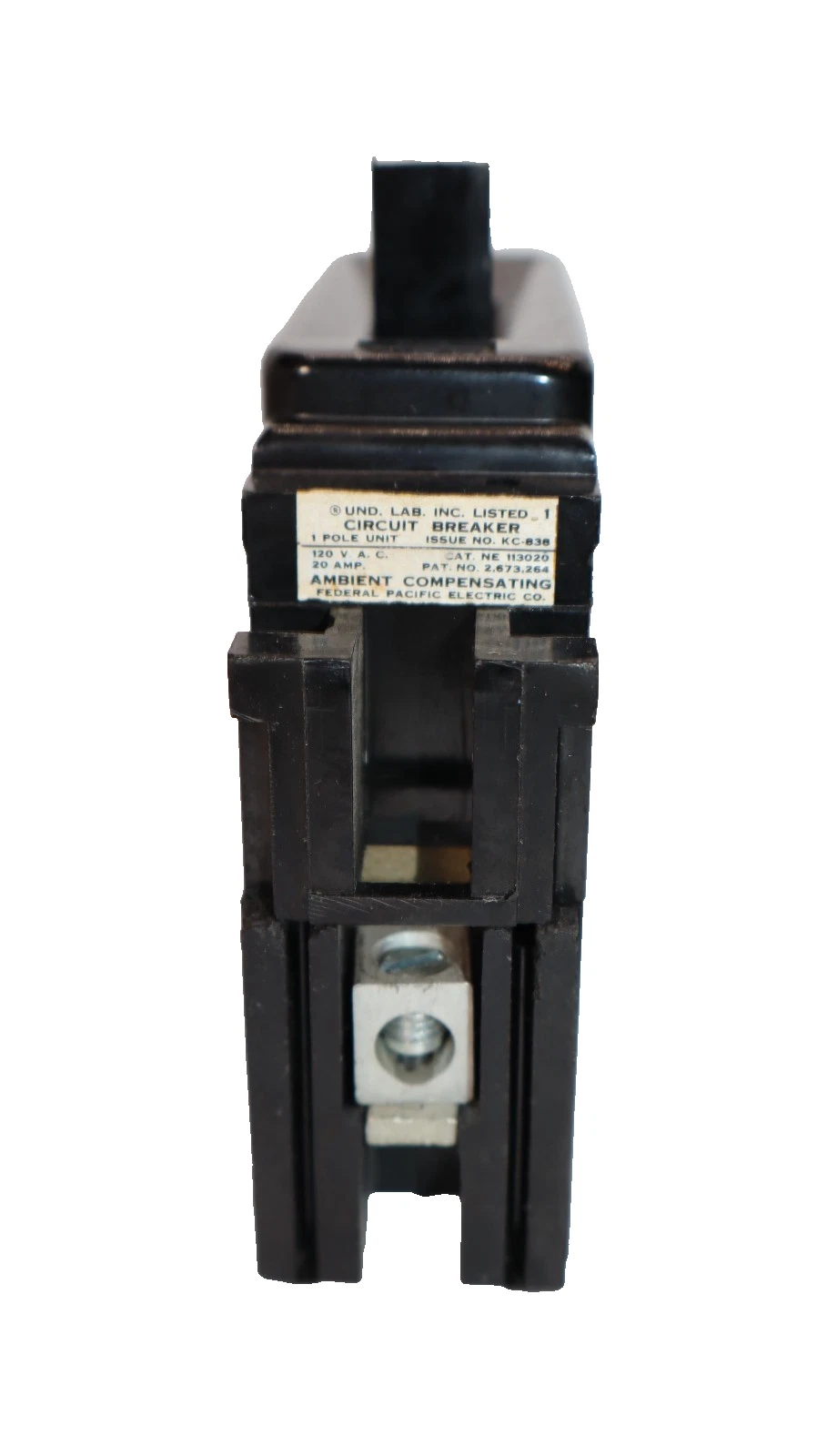 Used United Lab 20A Circuit Breaker 20 Amp 1 Pole NE 113020 NE113020 (Lot of 3)
