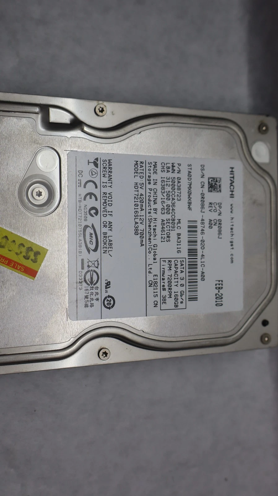 Used (Lot of 10) HDD Hard Drive Big Large Lot - 8 SATA and 2 MOLEX 500gb 160gb 80gb