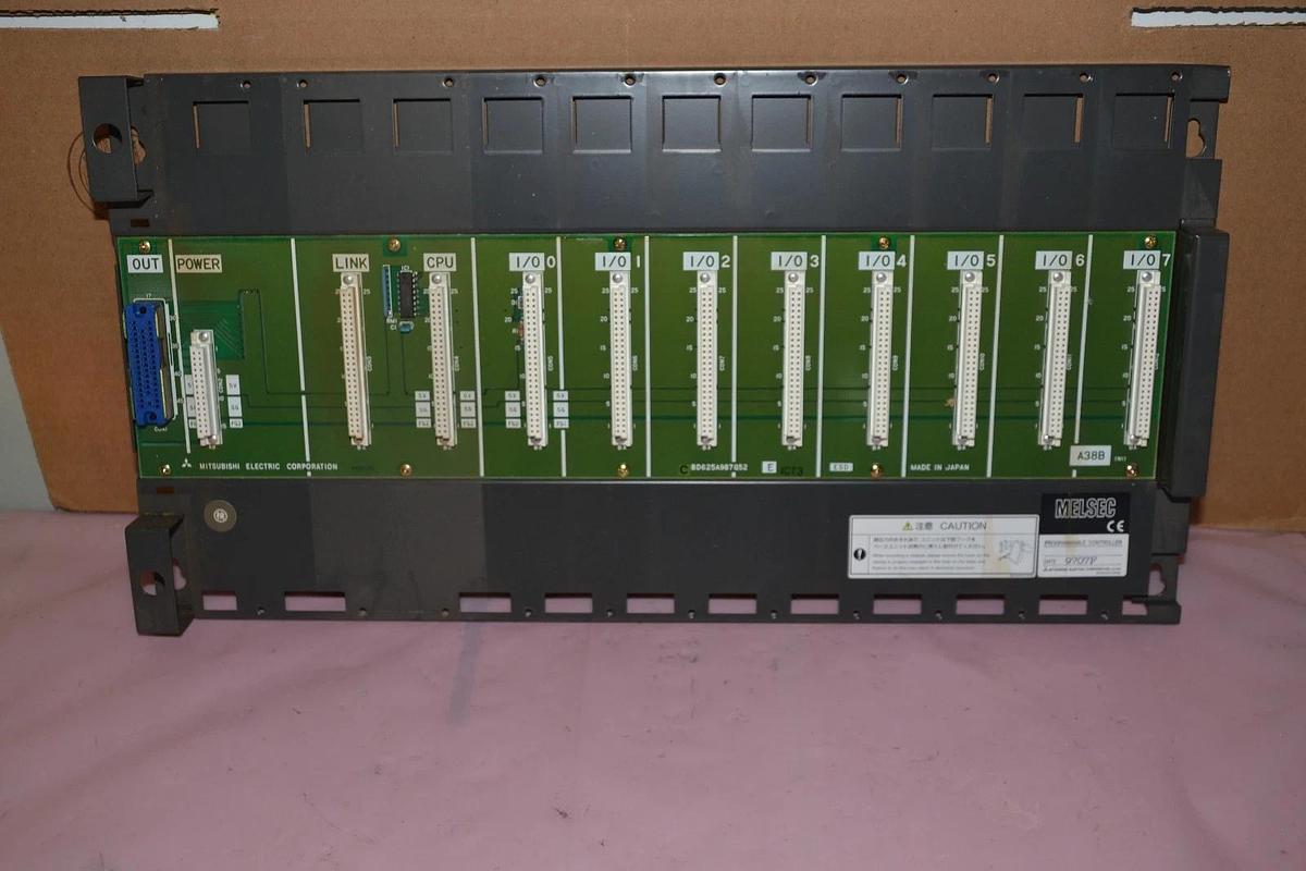 Used MITSUBISHI MELSEC A38B 8 I/O SLOT PLC CHASSIS RACK