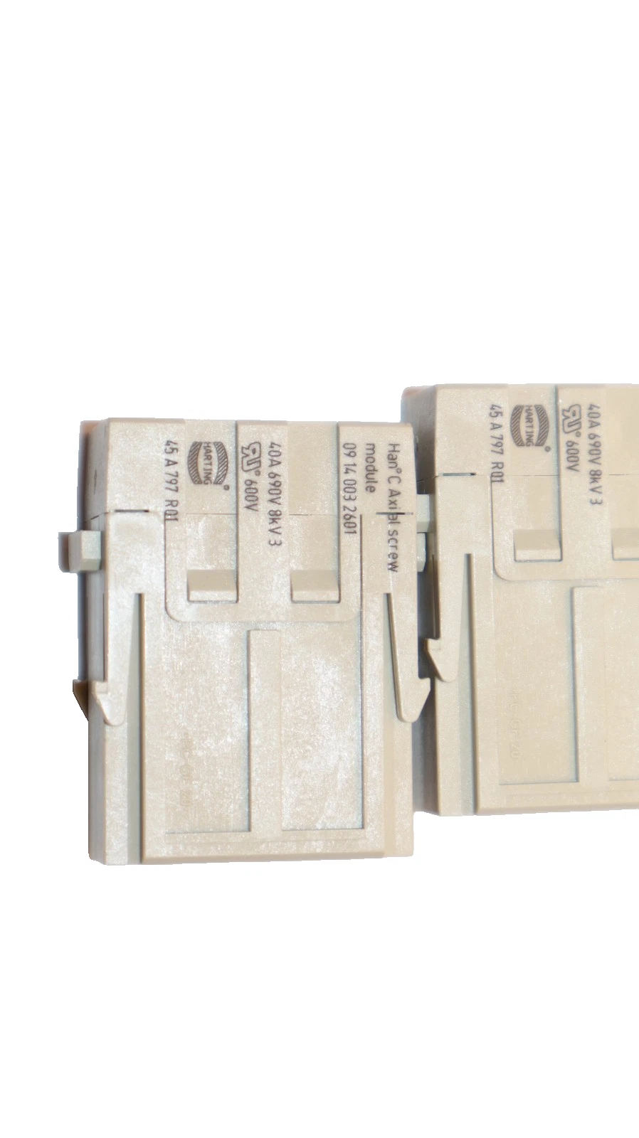 Harting Male Module Insert Han 3 MOD M-S 40A Plug 09140032601 2-Pack (New)