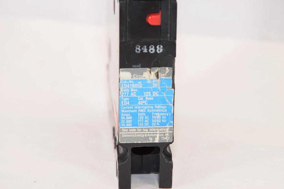 Used SIEMENS ED41B050 50A 50 Amp 277V  Circuit Breaker 1 Single Pole