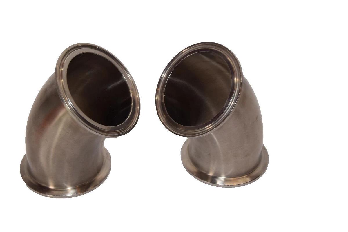 3" Sanitary 45° Sanitary Clamp 304 Stainless Steel Fitting (New - Lot of 2)