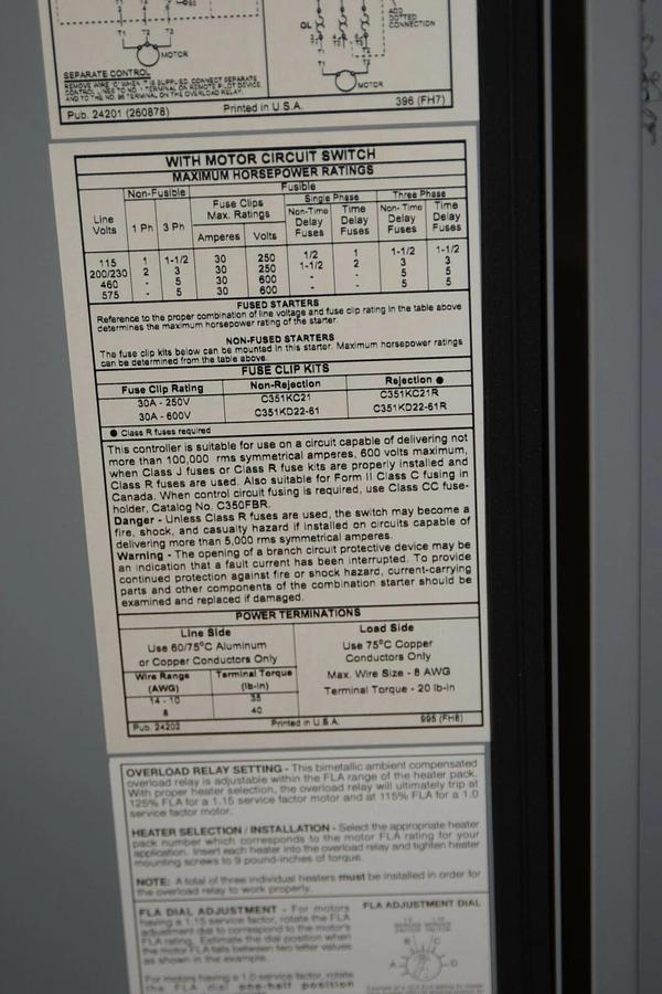 (NEW) CUTLER HAMMER ECN1608ABB Ser A1 Combination Motor Controller Starter