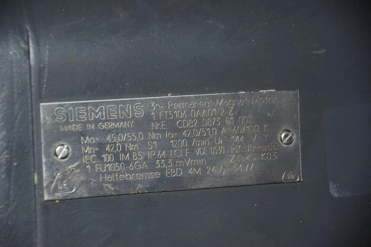Used SIEMENS Permanent Magnet Motor 1FT5106-0AA01-2-Z  1FT51060AA012Z