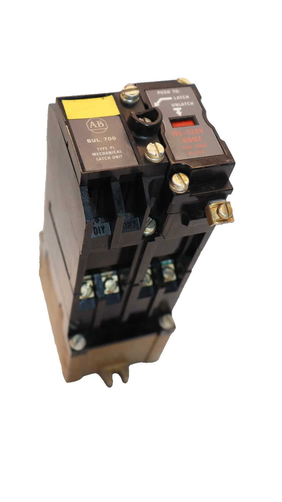 Used Allen Bradley Relay 700-PLLA1 Mechanical Latch Unit 700-P400A1 60A Coil: 120V