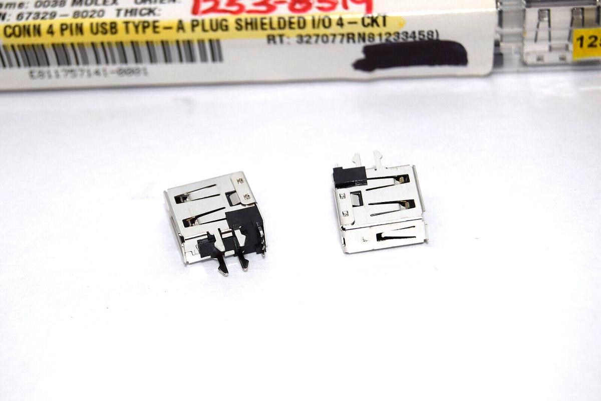 (NEW - Lot of 23) MOLEX / TYCO 67329-8020 , 1-104068-2 USB Upright Connector