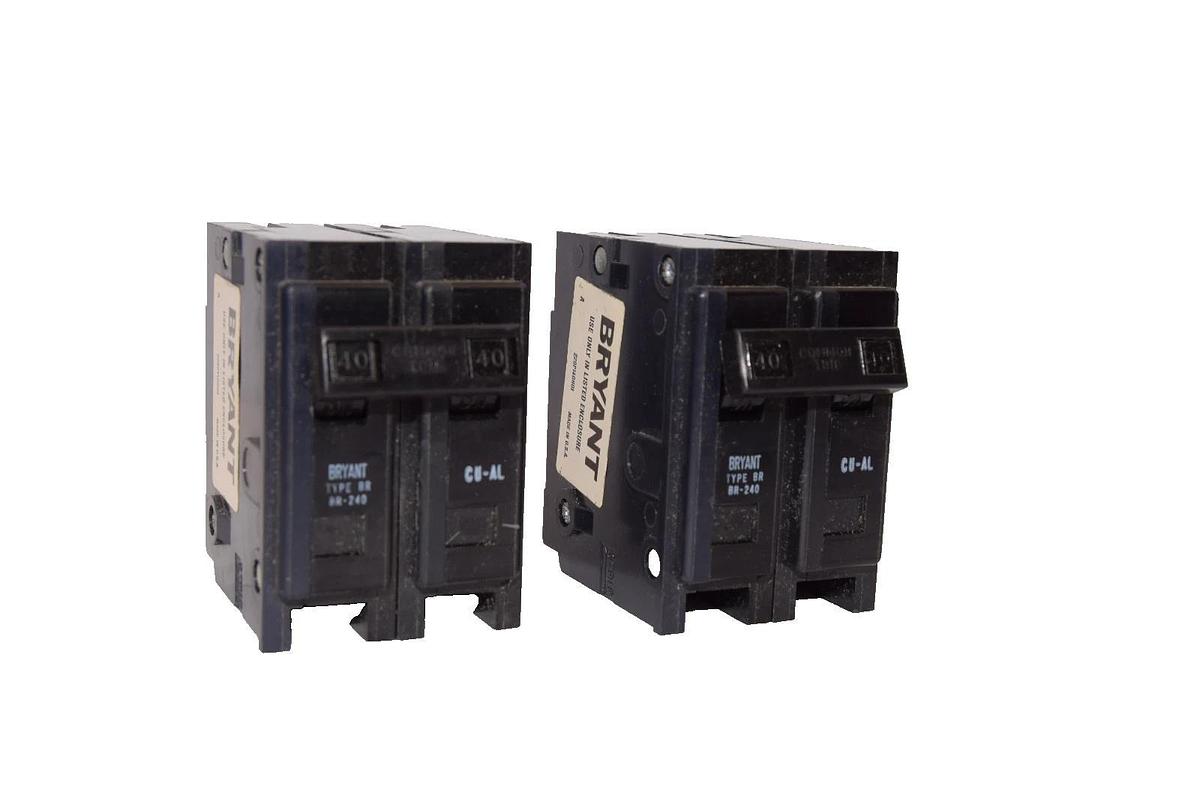 Used Bryant BR-240 , 40A Amp , 2P Type BR Circuit Breaker (Lot of 2)